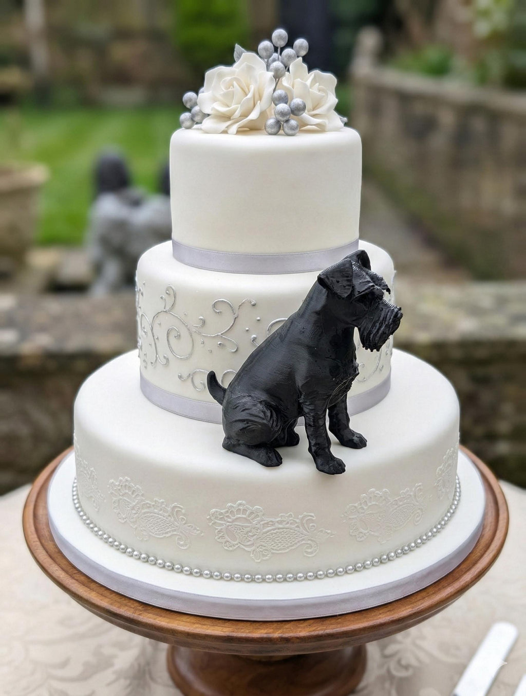 Schnauzer dog sculpture miniature, 3D printed dog, sitting figurine, dog cake topper, dog memorial, dog home decoration,  3d printed  Dog