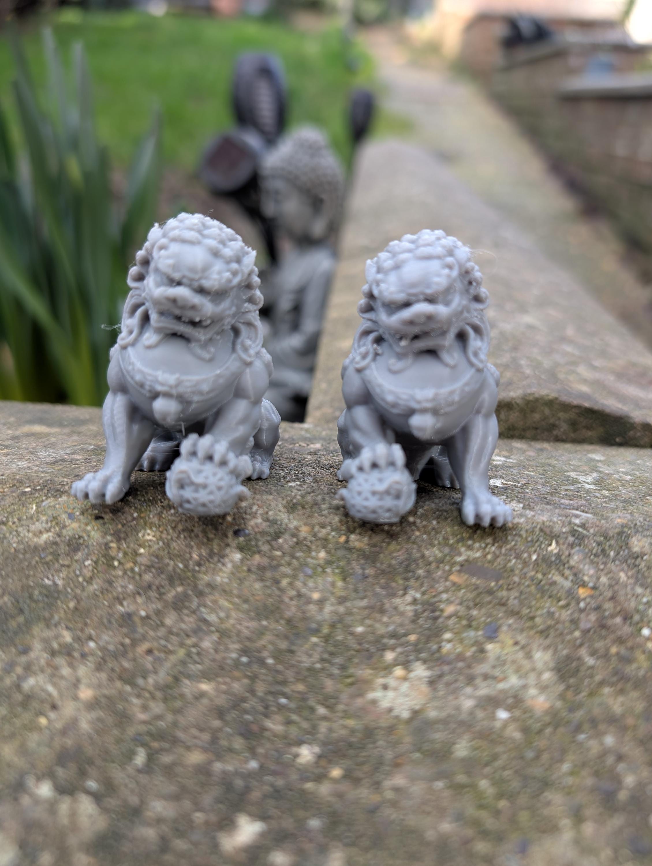 Chinese Feng Shui Foo/Fu Lion Dog, 3D printed plastic home decor, set of two