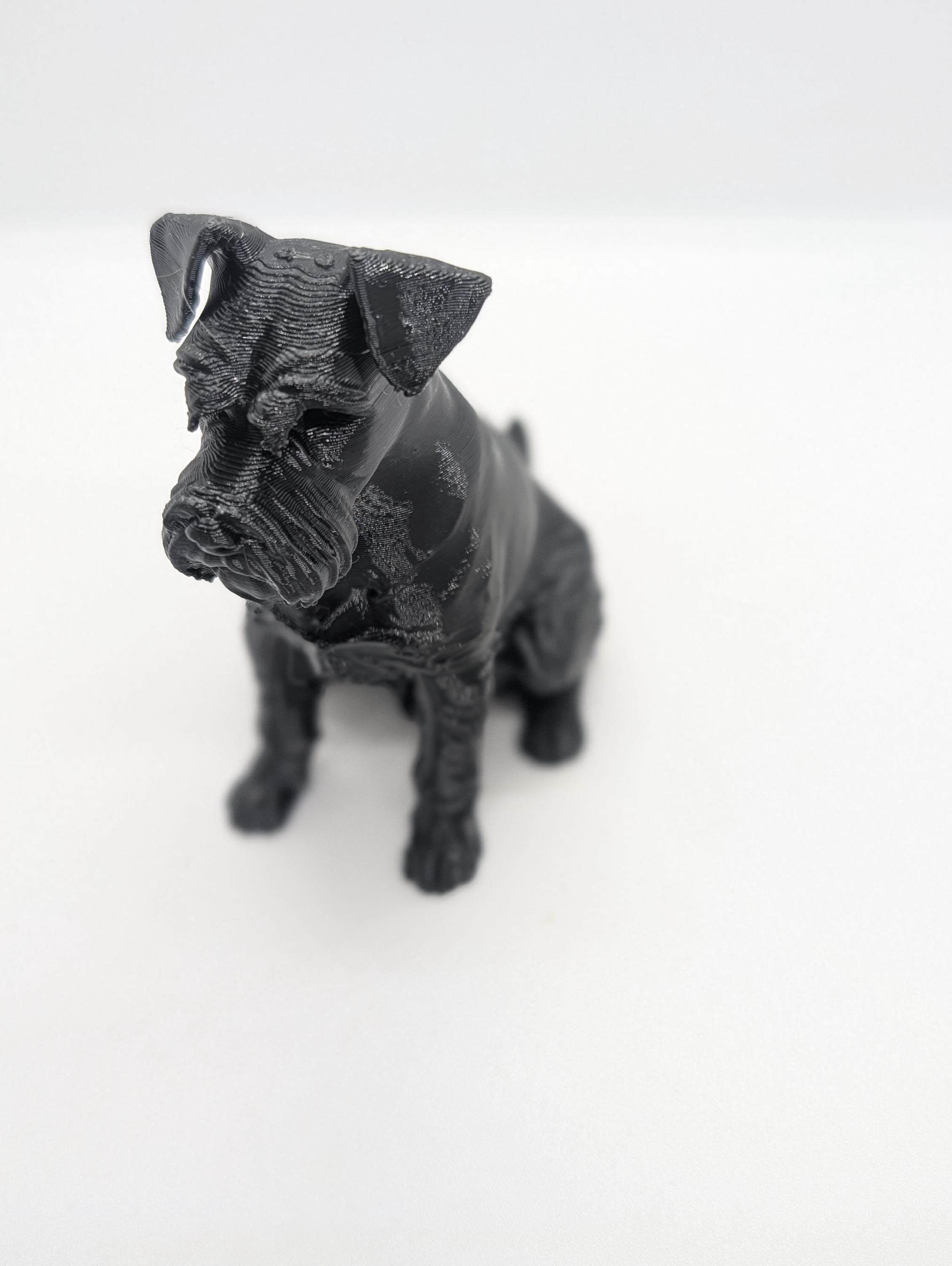 Schnauzer dog sculpture miniature, 3D printed dog, sitting figurine, dog cake topper, dog memorial, dog home decoration,  3d printed  Dog