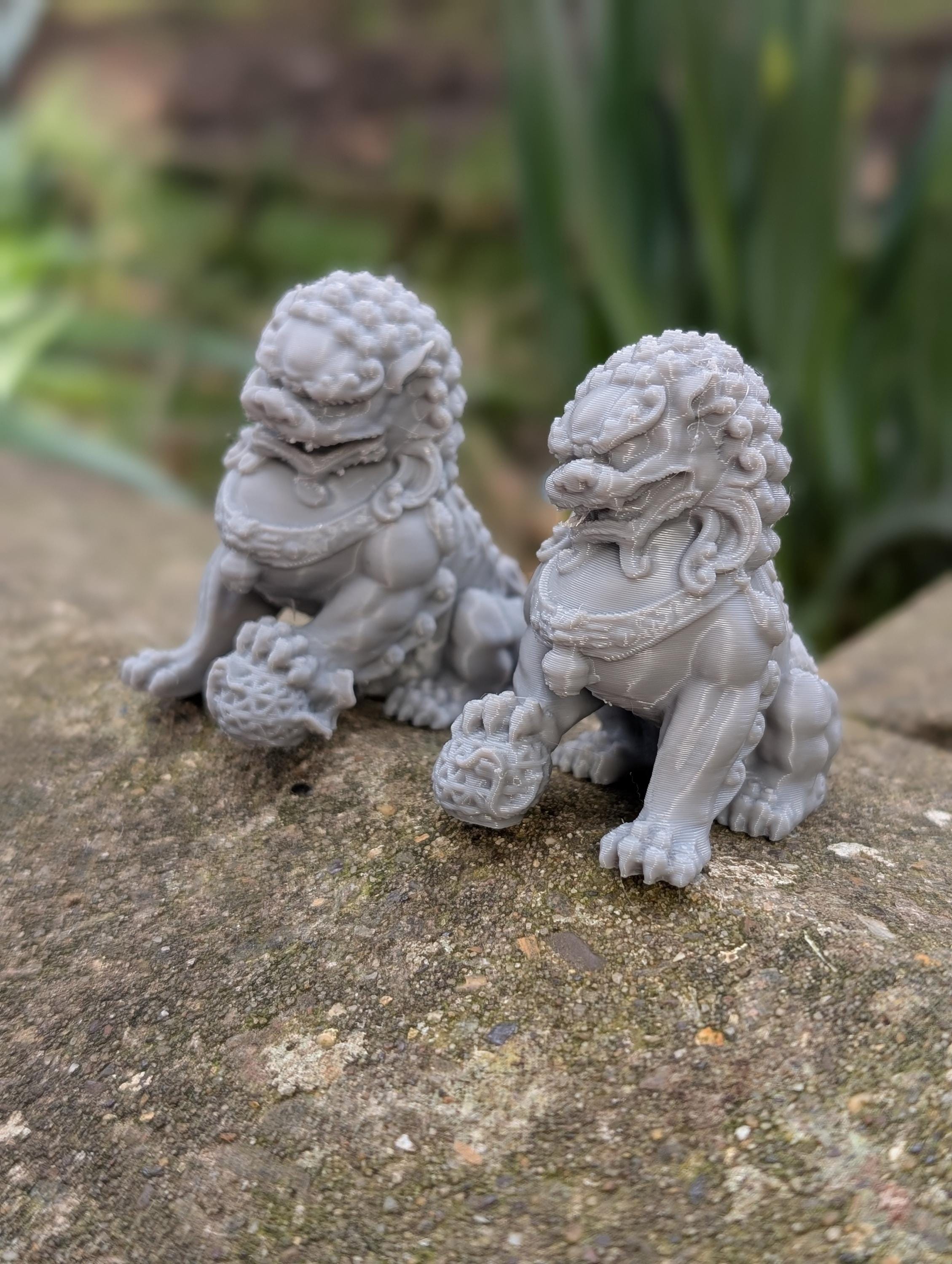 Chinese Feng Shui Foo/Fu Lion Dog, 3D printed plastic home decor, set of two