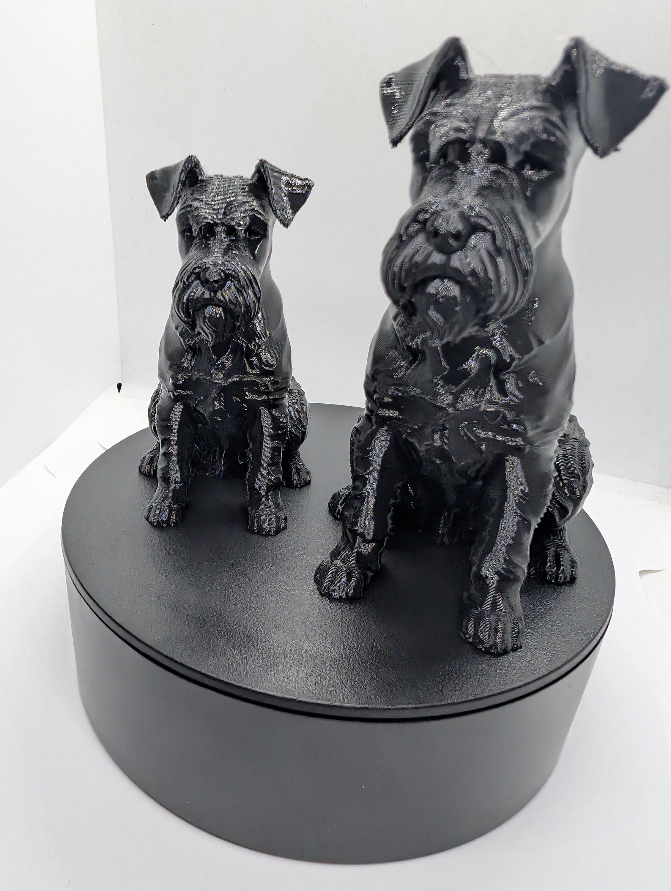 Schnauzer dog sculpture miniature, 3D printed dog, sitting figurine, dog cake topper, dog memorial, dog home decoration,  3d printed  Dog