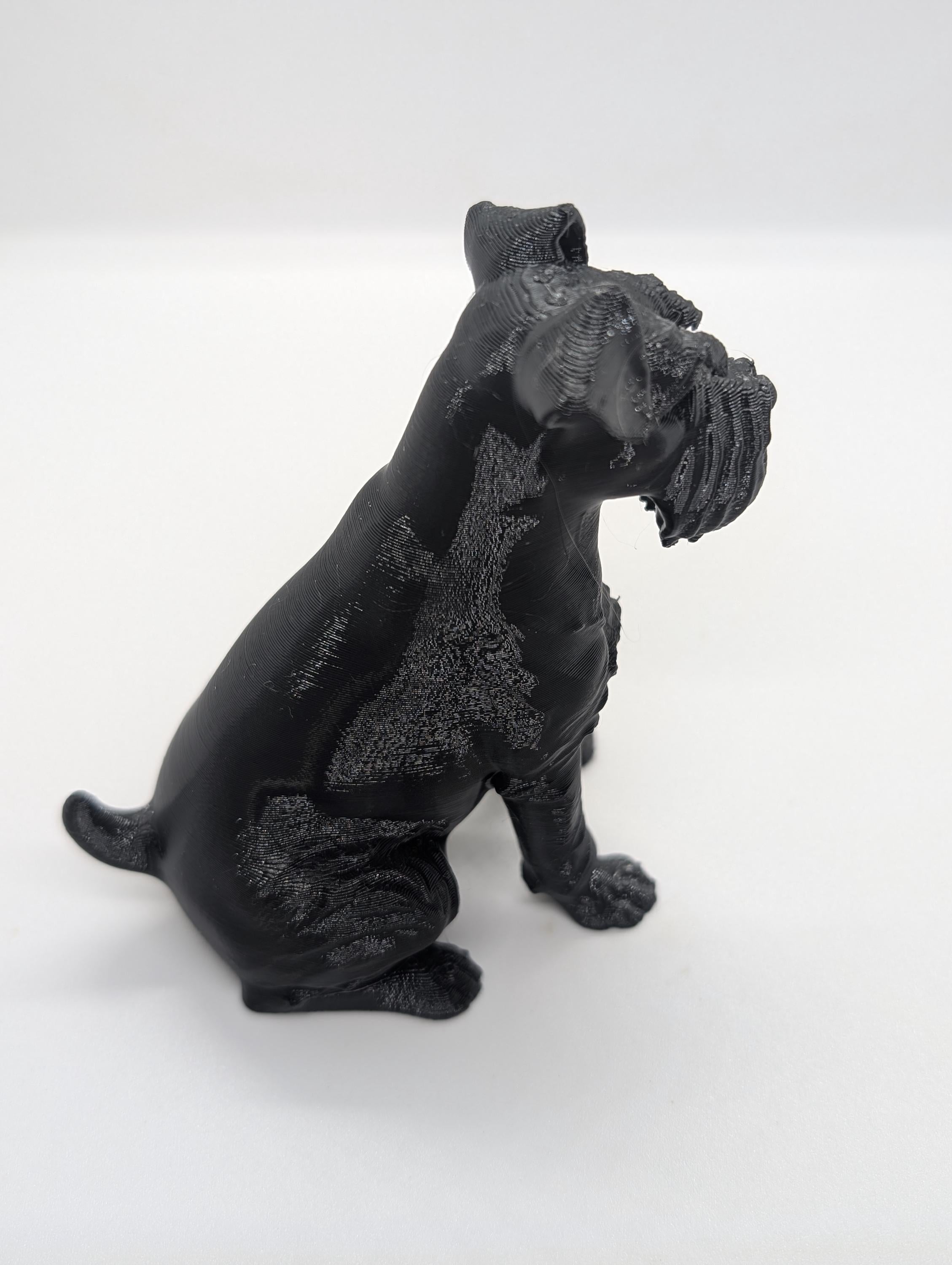 Schnauzer dog sculpture miniature, 3D printed dog, sitting figurine, dog cake topper, dog memorial, dog home decoration,  3d printed  Dog